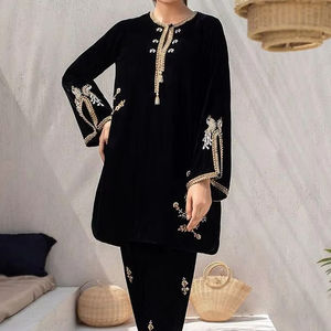 2025 New Designer Casual Indian Punjabi Kurta & Pant <b>Dress</b> Embellished Crystal Glass Beads Dabka Work Sequined Lace Decoration - Product Image 1