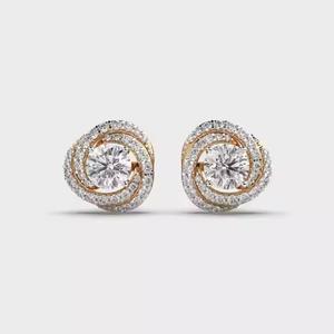 Nouvelles boucles d'oreilles créoles en or jaune 10k/14k/18k avec diamant rond de laboratoire, bijoux pour occasions spéciales, cadeau pour femmes - Product Image 1