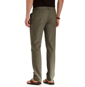 กางเกงถักเอวกลางเอวแนวสปอร์ตของผู้ชายระบายอากาศได้ดีมีกระเป๋าปิดและมีเชือกรูดบริการออกกำลังกายผ้าฝ้าย100% - Product Image 6