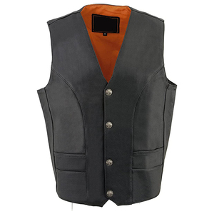 Capispalla in pelle funzionale senza maniche per streetwear western alla moda e abbigliamento da viaggio casual gilet da uomo - Product Image 1
