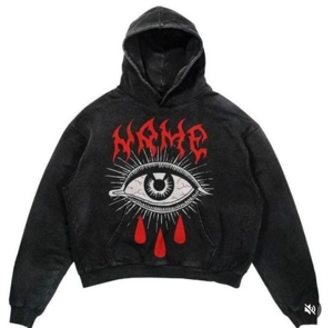 เสื้อฮู้ดมีลายหนามีฮู้ดมีลายหนามีไหล่ทรงหลวมโอเวอร์ไซส์ - Product Image 5