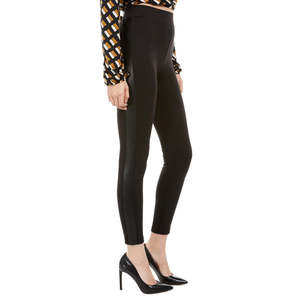 Pantaloni Skinny a Vita Alta in Ecopelle Nera con Strisce per Ragazze Love Fire, Taglia XS, Traspiranti in Tessuto PU - Product Image 3