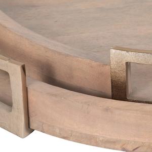 Plateaux de rangement et de service ronds élégants en bois massif avec rebord surélevé et poignées faciles à saisir, parfaits pour bar, table basse et décoration intérieure - Product Image 3