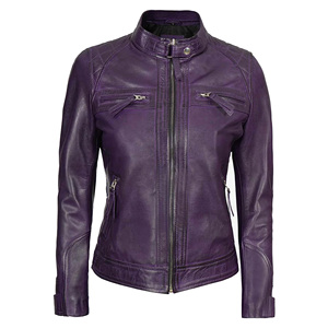 Precio de calidad, calidad superior, diseño personalizado, talla adulta, chaqueta de cuero genuino para mujer, chaqueta de cuero personalizada para mujer - Product Image 1