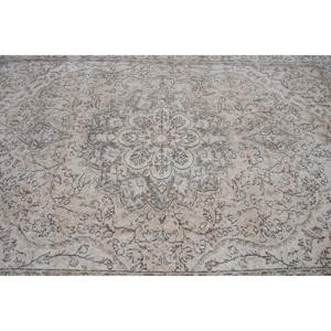 พรมขนาด 6.7x9.8 ฟุต, พรมวินเทจตุรกี, พรมลายดอกไม้สีเทาแดง - Product Image 4