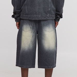 Hot Selling Custom Made Stone Washed Vintage Wear Jeans <b>Shorts</b> For <b>Men</b> <b>Long</b> Length Breathable Heavyweight <b>Mens</b> <b>Shorts</b> - Product Image 6