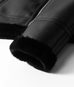 Abrigo de piel de oveja grueso y cálido para hombre, abrigo de cuero de lana de cordero de piel de lujo, nuevas chaquetas de cuero cálidas - Product Image 3
