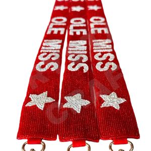 Correa para bolso con cuentas Star OLE Miss, correas para bolso con cuentas de oro blanco personalizadas, Correa con cuentas para bolsos - Product Image 1