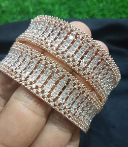<strong>AMERICAN</strong> <strong>DIAMOND</strong> CLASSIC STYLE <strong>BANGLES</strong> TRADITIONAL and <strong>FASHIONABLE</strong> SILVER PLATED <strong>BANGLES</strong> and CUBIC ZIRCON for WOMEN and GIRLS - Product Image 1