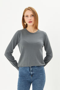 Old Money Pull à col rond pour femme Pull en tricot pour l'automne et l'hiver Motif respirant et décontracté décoré - Product Image 4