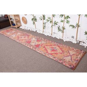 Tapis Vintage Turc Bohème Rouge Beige Patchwork Design Classique Écologique Pile Moyenne Grande Surface 2.4 X 12.3ft Rectangle Laine - Product Image 1