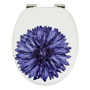 Copriwater bianco MDF seduta con chiusura rallentata universale con motivo floreale blu con attrito confezione da 1 - Product Image 1