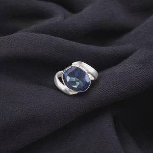 Bague en topaze bleue de Londres, pierre précieuse, argent sterling 925, bijoux faits à la main pour femmes, à porter tous les jours, cadeau - Product Image 1