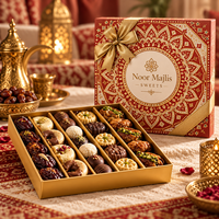 Boîte cadeau de luxe personnalisée AT PACK avec séparateurs pour dattes et chocolats, emballage de friandises arabes pour Ramadan et Eid avec ruban