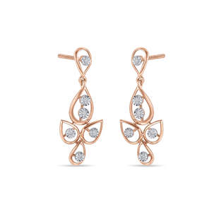 Pendientes de moda con diseño de hoja, gotas brillantes y diamantes colgantes - Product Image 4