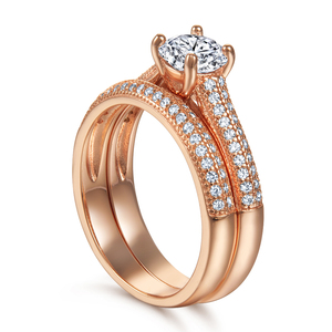 925 Sterling <b>Silver</b> Elegant Diamond Rings for Women 10K Rose Gold Plated VVS Moissanite Brilliant Cut IGI Certified Fine Jewelry - Product Image 3