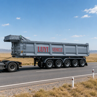 Semi-remorque benne arrière de type U à 5 essieux 40T avec suspension pneumatique intégrale et levage d'essieux pour le transport en vrac dans le secteur minier et la construction