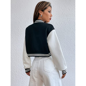 Articles Premium Chenille Broderie Patch Femmes Vestes 100% Coton Crop Baseball Letterman Vestes - Product Image 2