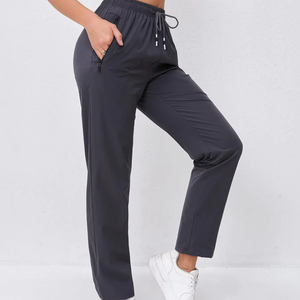 Joggers adelgazantes de cintura alta para mujer, pantalones ligeros transpirables de nailon con cordón, bolsillos con cremallera lateral doble, cintura media XL para - Product Image 1