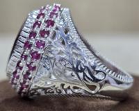 Perak Sterling 925 buatan tangan berkualitas bagus terbaru cincin Vermeil keabadian bentuk Oval safir dan bentuk bulat batu permata delima