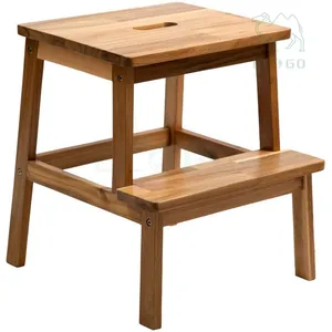环保实心相思木儿童双梯凳坚固的相思木坐座耐用建筑梯凳