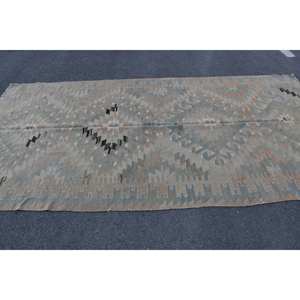 Beige Kilim 5,4 X 10.7ft Alfombra de lana turca Jacquard Tejido plano con patrón abstracto Felpa Pila Altura Respaldo de látex - Product Image 3