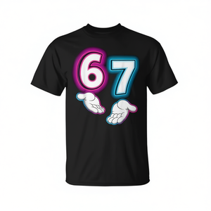 T-shirt Luminosa con Mani che si Illuminano e Scritta 'Six Seven 67' per Memes e Promozioni - Product Image 2
