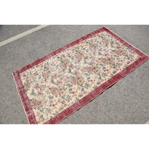 พรมปูพื้นขนาดใหญ่สีเบจและดอกไม้สีเบจคลาสสิก3.5 'x 6.3' ผ้าขนสัตว์รูปสี่เหลี่ยมผืนผ้าการเย็บปะติดปะต่อกันพรมห้องขนาด10มม. แนวแอบสแตรกต์ - Product Image 2