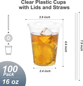 Durable Leak-Proof BPA Free Eco-Friendly Disposable PET/PLA Cold <b>Cups</b> Lids <b>Straws</b> 8 Oz-300ml Sizes for <b>Iced</b> <b>Coffee</b> Smoothies - Product Image 2