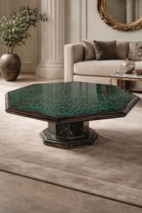 Table basse octogonale moderne en malachite avec support, écologique et durable, meuble de maison pour salon, style décoratif - Product Image 5