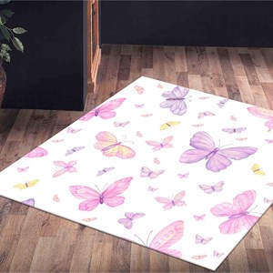 Alfombra con diseño de mariposas, alfombra moderna, alfombra con estampado animal, alfombra pequeña, alfombra delgada, alfombra de chenilla - Product Image 5