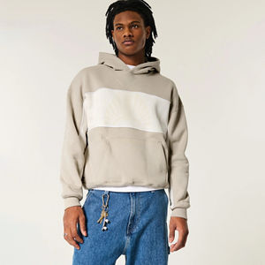 Sweat à capuche en coton biologique 100% pour hommes avec bloc de couleur personnalisable avec logo et emballage de marque personnalisés - Product Image 6