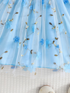 Vêtements de luxe pour enfants bleu ciel avec marque tendance printemps robes de filles vêtements de bébé en vrac vente en gros - Product Image 5