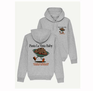 Sudadera regular de algodón personalizada sudadera gris jaspeado Pasta La Vista Sudadera con capucha - Product Image 1