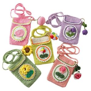 Bolso cruzado de punto estilo artesanal con diseño de melocotón, uva y girasol, con tarjetero, para el Día de la Amistad, y riñonera tejida para Pascua - Product Image 6