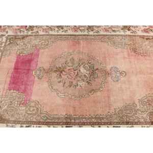 Alfombra de 4.4x6.9 pies, Alfombra Turca Vintage, Alfombra Sólida Rosa Marrón - Product Image 5