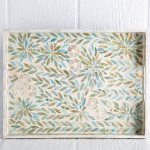 Заводской античный поднос для сервировки перламутровой инкрустации, роскошные сервировочные подносы для чая, зеленый прямоугольный поднос, горячая Распродажа