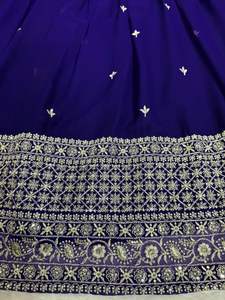 Faux Georgette hilo pesado con trabajo de bordado de secuencia Lehenga y Choli con borde de encaje de cuatro lados listo para usar Dupatta - Product Image 5