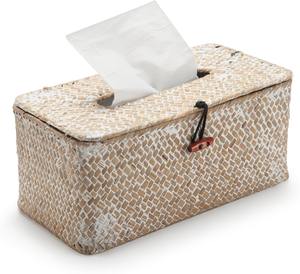 Boîte à mouchoirs en herbe de mer, rectangulaire, tissée à la main, boîte de rangement écologique, décoration naturelle pour la maison et la maison, vente en gros du Vietnam - Product Image 1