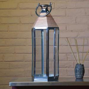 Linterna de vela de acero inoxidable y vidrio de mejor diseñador hecha a mano para el hogar y la boda linterna de plata decorativa - Product Image 1