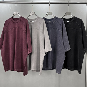 Camiseta de Alta Calidad, Tejido Sólido, 100% Algodón, Estilo Hip Hop, Antiarrugas, Transpirable, Corte Cuadrado, Ropa Urbana para Hombre - Product Image 2