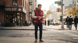 Premium <b>Red</b> White Letterman Jacket Leather Sleeve <b>Wool</b> Body Embroidered Patch Bomber College Streetwear Jacket Custom OEM ODM US - Product Image 6