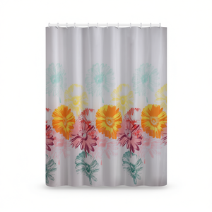 FRENESIA Multicolor TTE 1303 3243 Fabric Shower <b>Curtain</b> (240x200cm) Flower Design Modern Without <b>Hooks</b> for Gedy Durable - Product Image 2