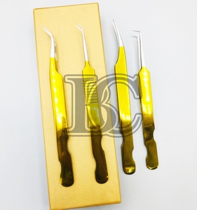 Professional Tweezers Beauty Concept Durable Anti-Slip Eyelash Extension Tweezers Stainless Steel <b>Mink</b> Golden Free PVC - Product Image 5