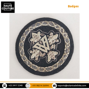 Énorme vente inde personnalisable fabriqué à la main W Silver Bullion Kora Sew-On 6cm Badges de forme ronde pour Blazers et manteaux - Product Image 2