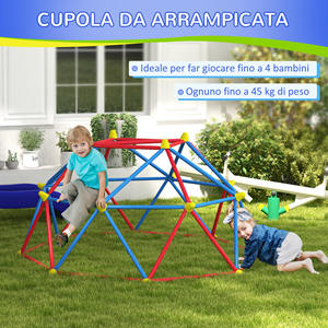 Outsunny Dôme d'escalade pour enfants de 3 à 8 ans, structure métallique pour 4 enfants, Ø 183x90cm, multicolore - Product Image 4
