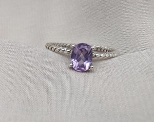 แหวนพลอยอเมทิสต์สีเงินสเตอริ925วงแหวนเหลี่ยมเพชรพลอยธรรมชาติสำหรับงานแต่งงานและงานเลี้ยงขายส่ง - Product Image 6