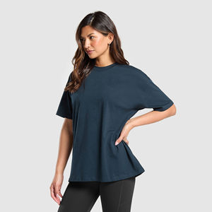 T-shirt en coton de qualité supérieure à prix d'usine, t-shirt uni pour femme, respirant, streetwear, t-shirts pour femme grande taille en vente, OEM - Product Image 1
