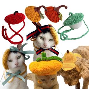 Conjunto de gorro y bufanda de ganchillo Acki, nuevo, con lazo, de plástico, deportivo, con patrón de calabaza de Halloween, para las cuatro estaciones, unisex para adultos y mascotas. - Product Image 1
