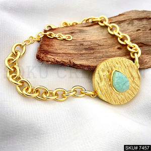Gold plated Designer Handmade Gemstone <b>Bracelet</b> SKU7457 <b>women</b> bass for gift earring design fashion - Product Image 1
